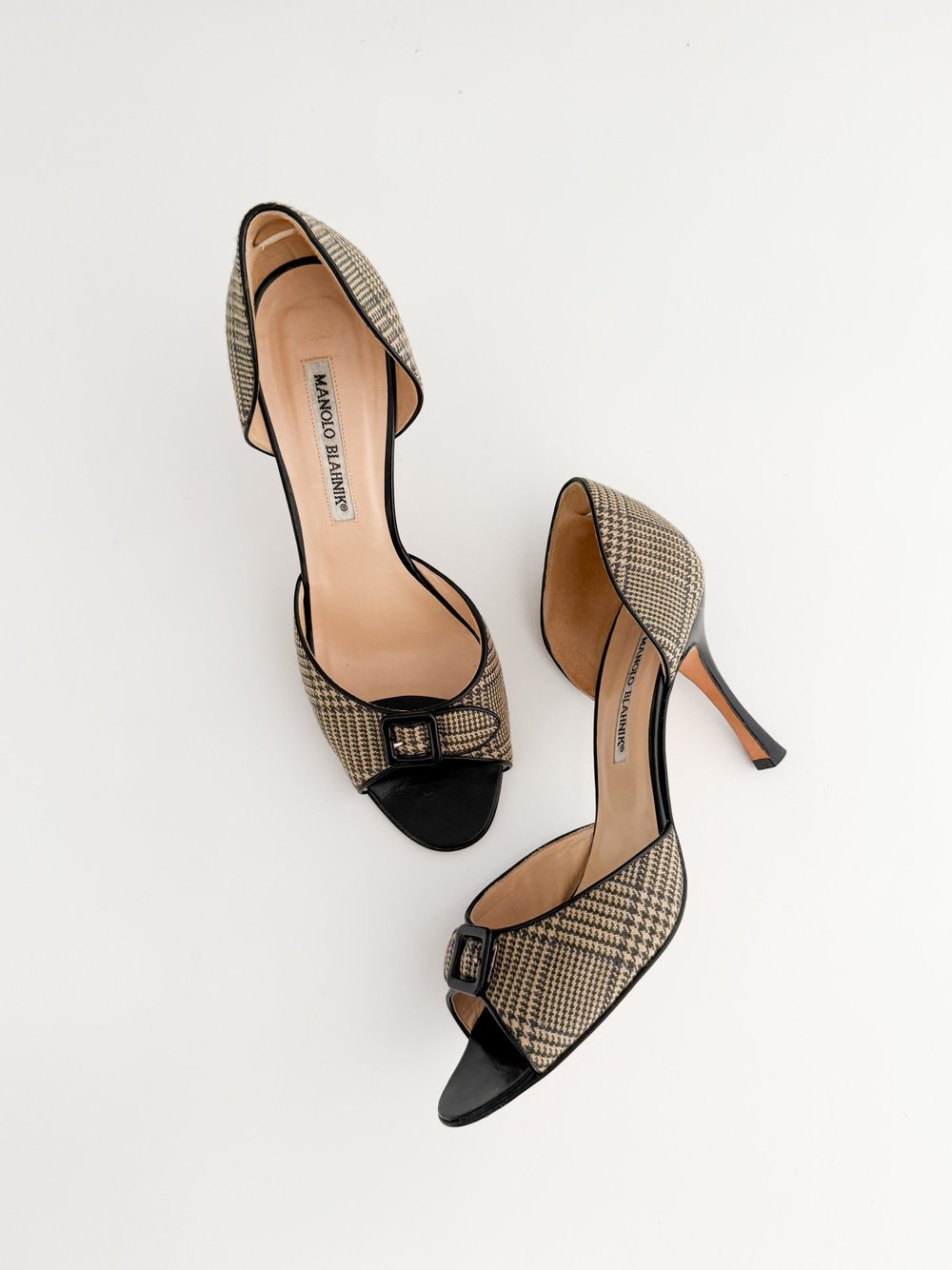 Manolo Blahnik Houndstooth Buckle D'orsay Heels (US 9.5 / IT 40